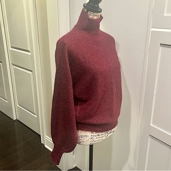 7 For All Mankind Mohair Wool Blend Balloon Sleeve Mock Neck Pullover Sw… - Picture 15 of 16